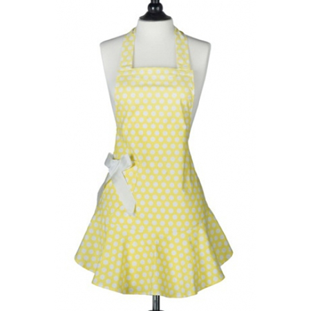 Jessie Steele - Bib Josephine Yellow & White Polka Dot Apron